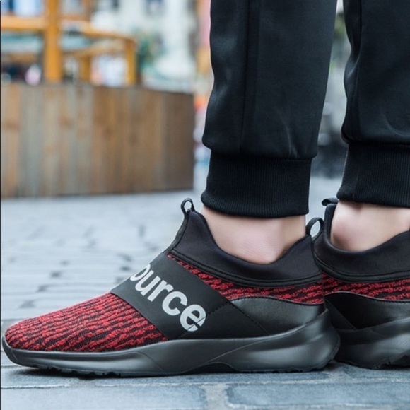 Sneakers Mens,Letter Graphic,Knit,Slip On Sock,Black/White,Size 46-US 13 - Picture 9 of 13